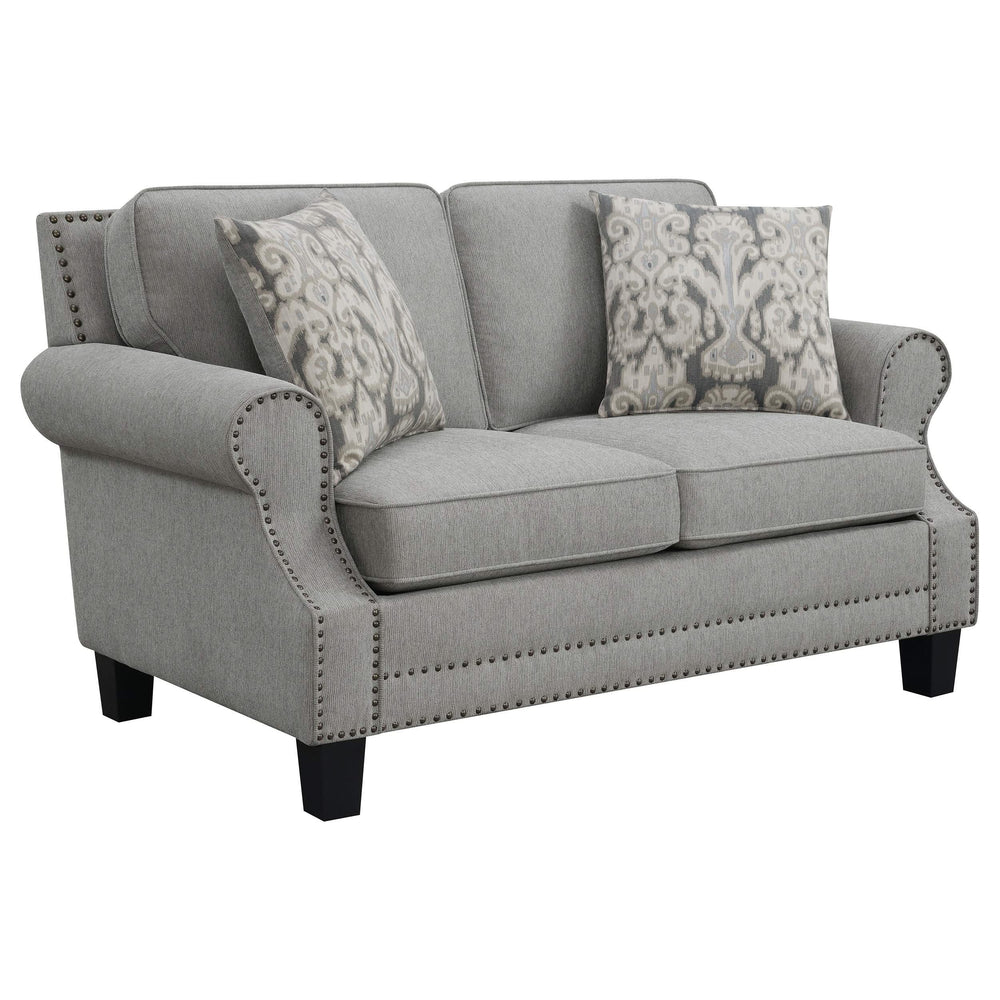 Loveseat tapizado Sheldon con brazos enrollados, gris