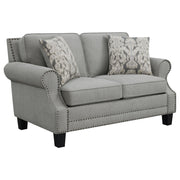 Sheldon Upholstered Rolled Arm Loveseat Grey