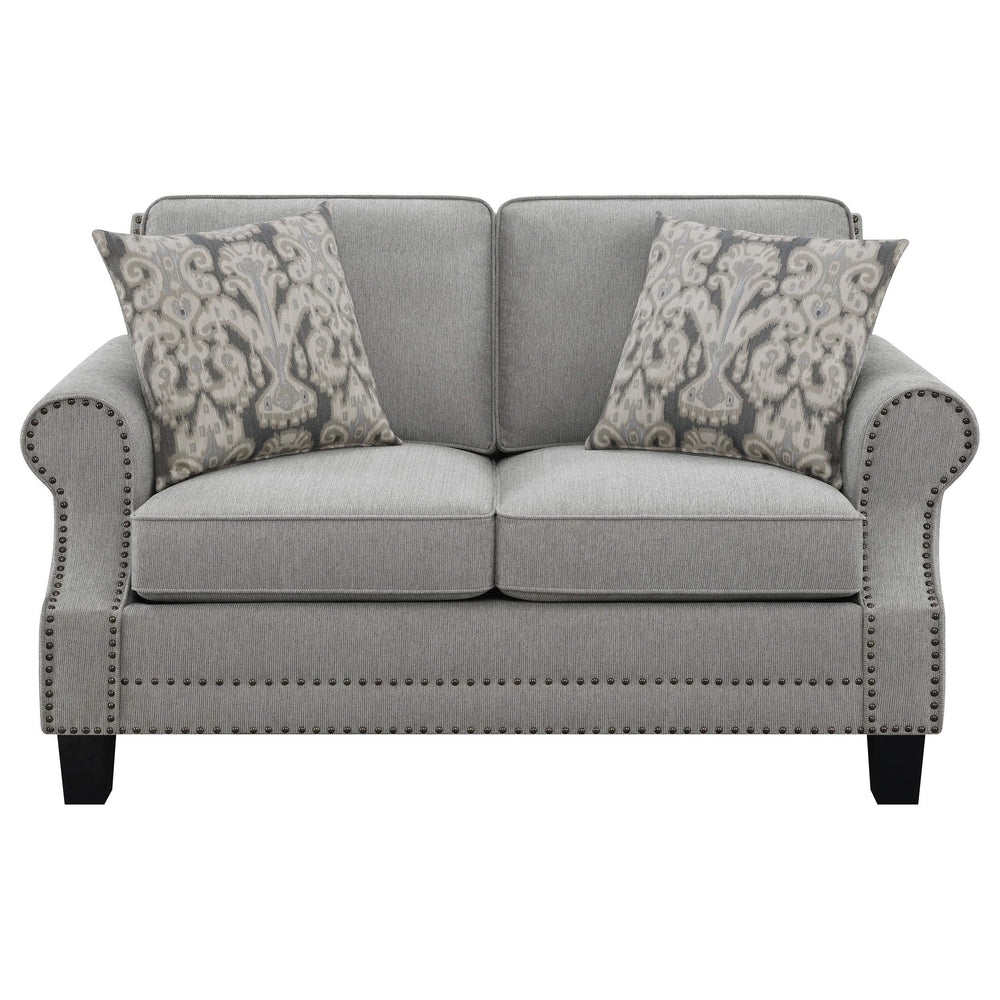 Loveseat tapizado Sheldon con brazos enrollados, gris
