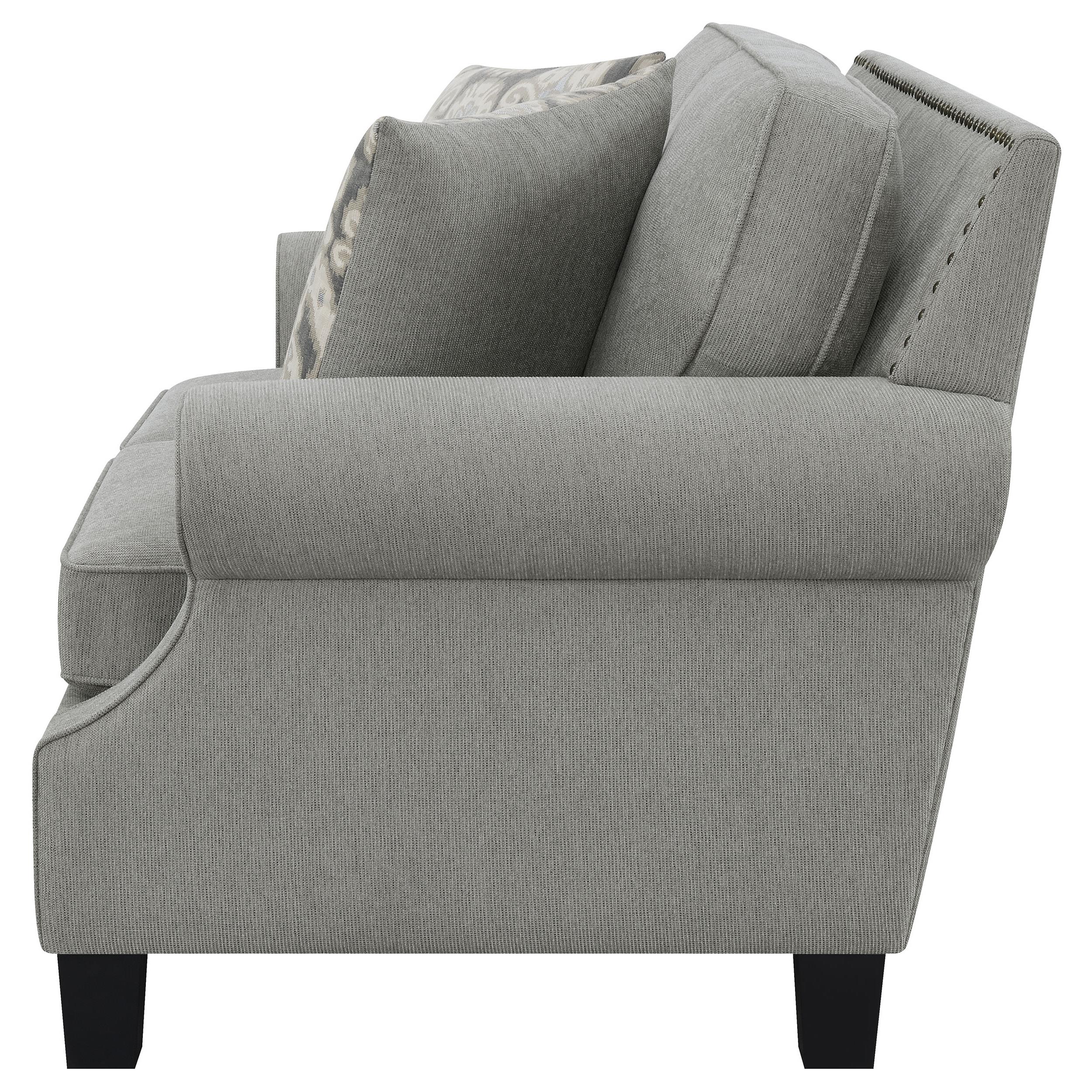 Sheldon Upholstered Rolled Arm Loveseat Grey