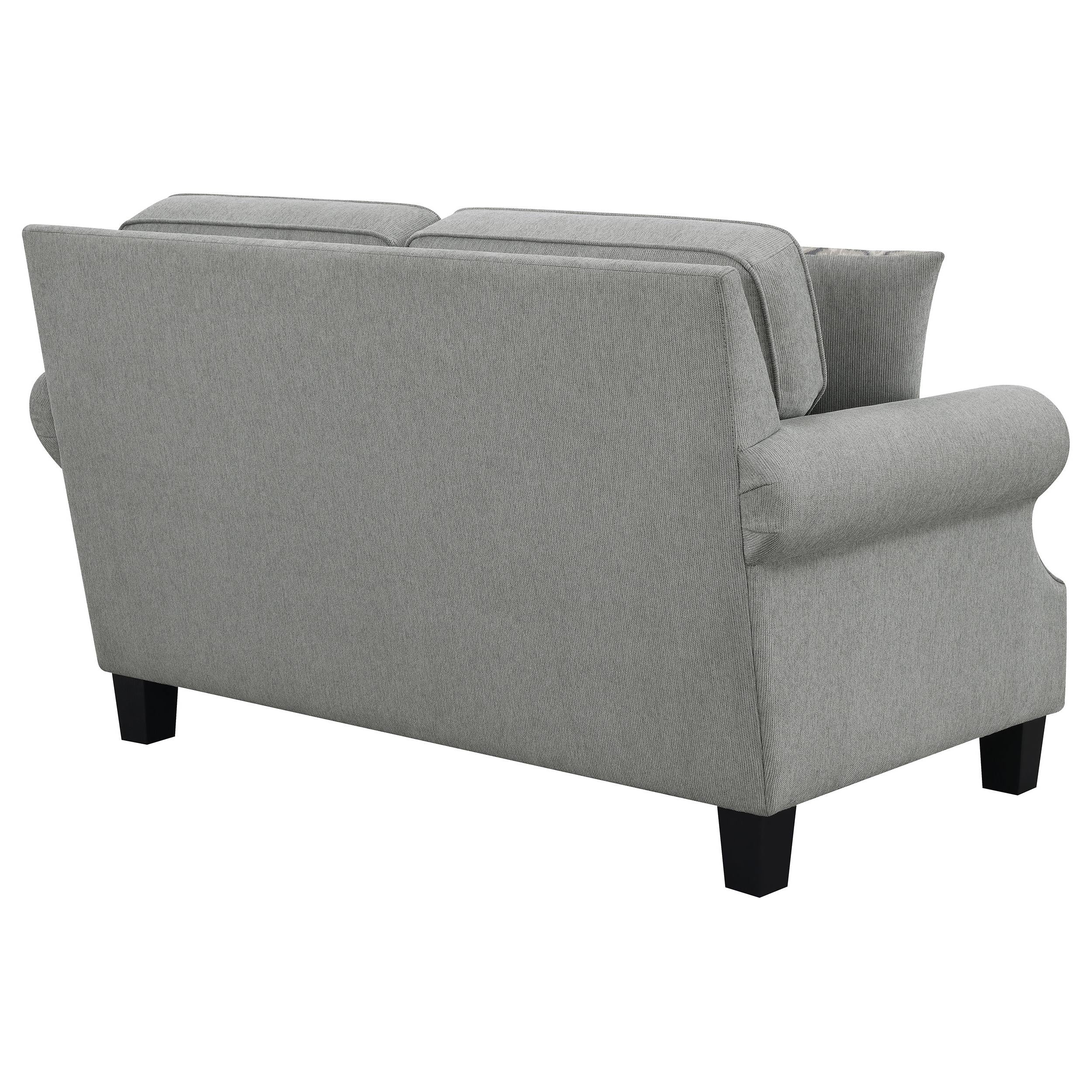 Sheldon Upholstered Rolled Arm Loveseat Grey