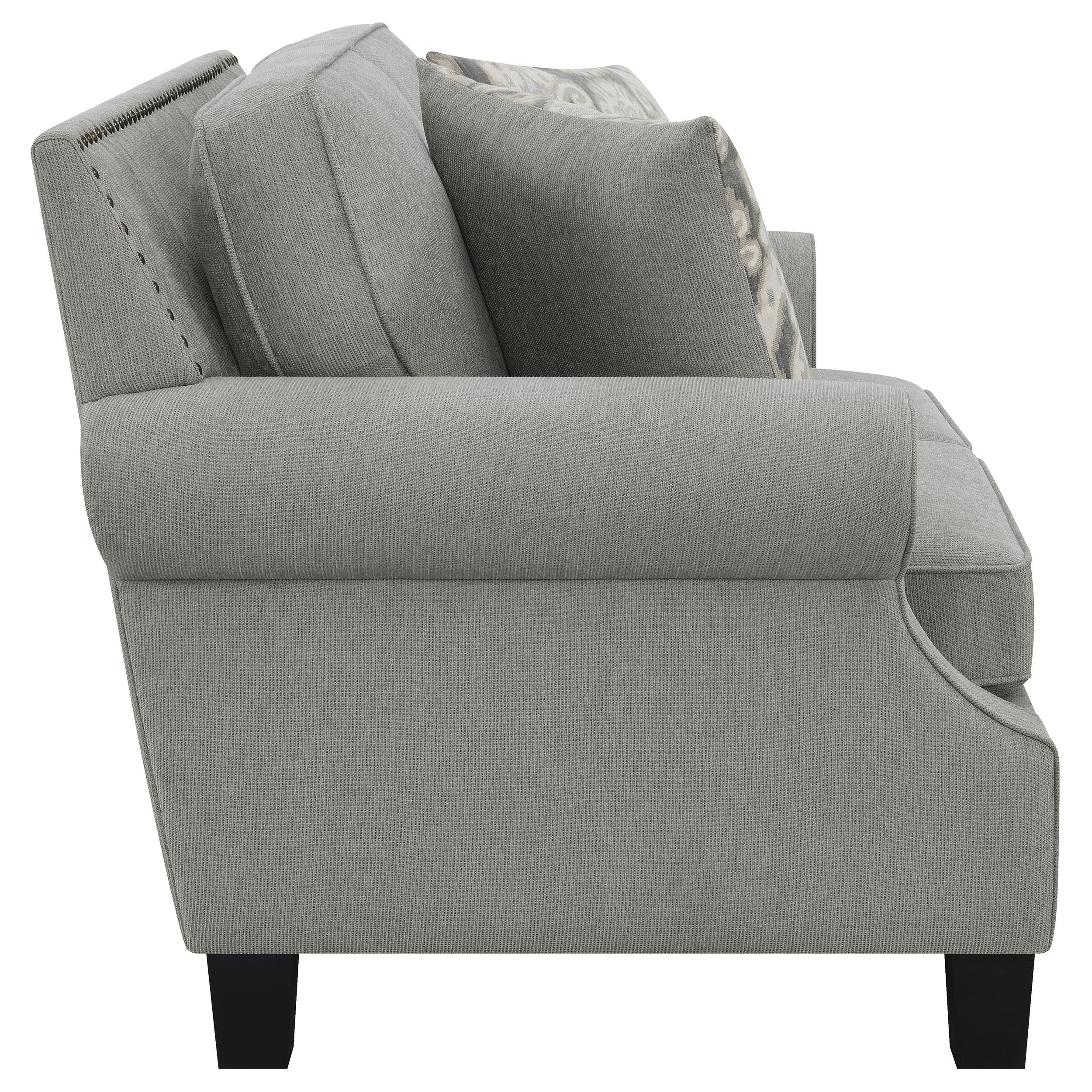 Sheldon Upholstered Rolled Arm Loveseat Grey
