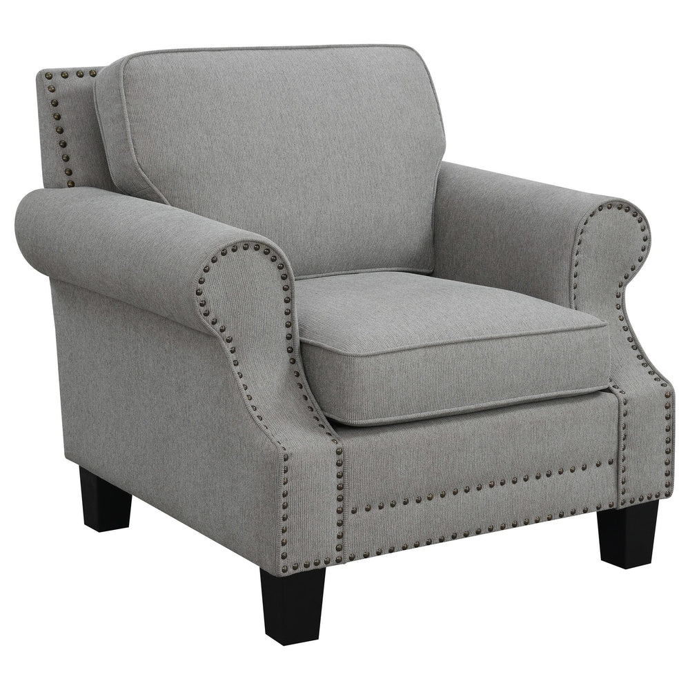 Sillón Sheldon tapizado con brazos enrollados, color gris