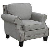 Sillón Sheldon tapizado con brazos enrollados, color gris