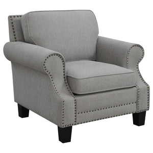 Sillón Sheldon tapizado con brazos enrollados, color gris