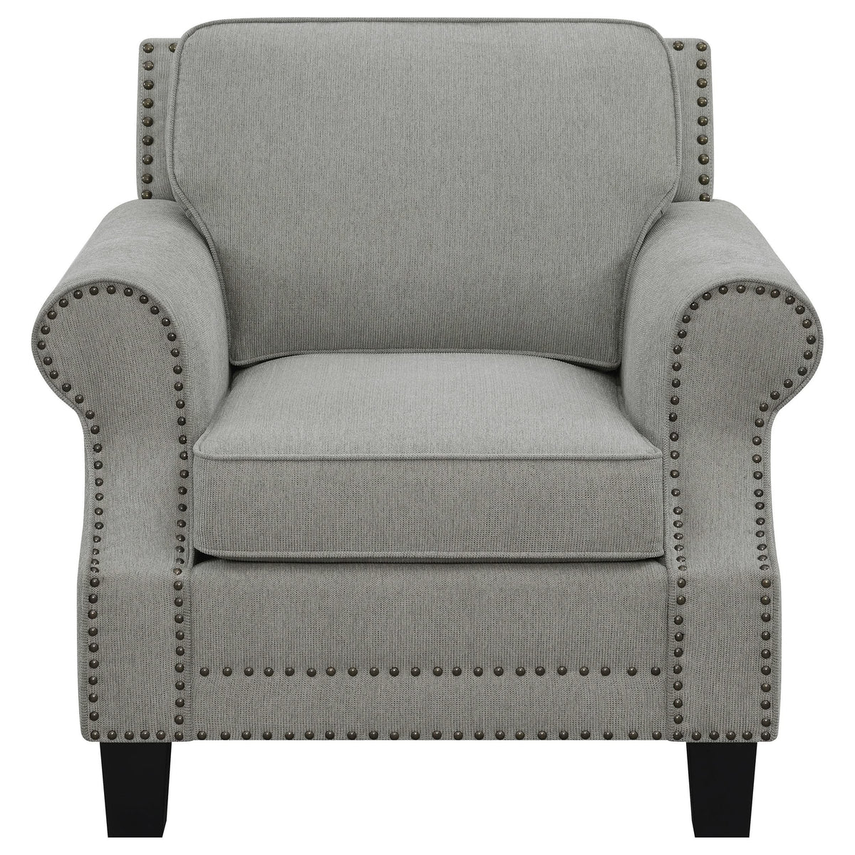 Sillón Sheldon tapizado con brazos enrollados, color gris