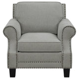 Sillón Sheldon tapizado con brazos enrollados, color gris