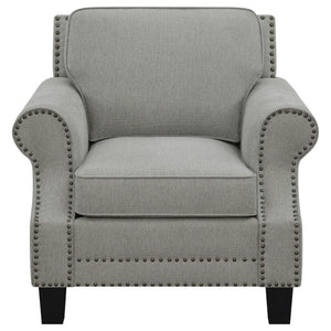 Sillón Sheldon tapizado con brazos enrollados, color gris