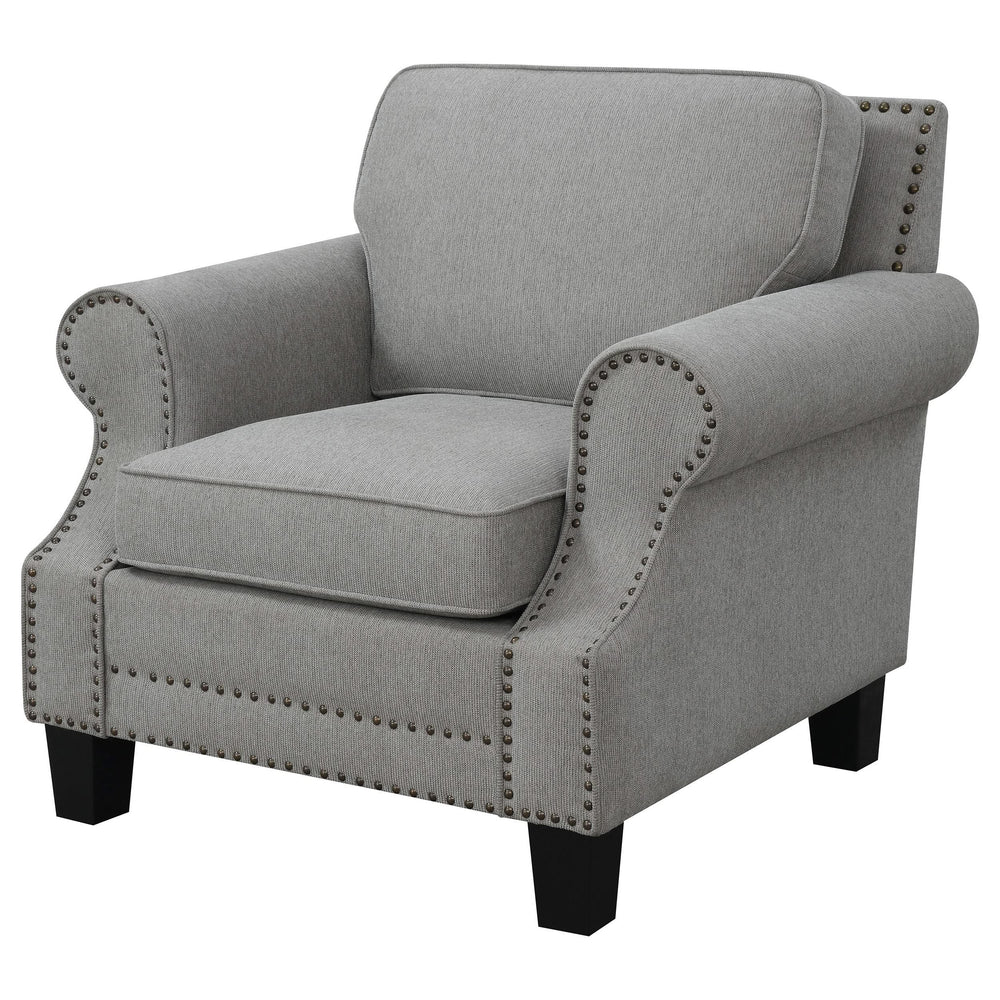 Sillón Sheldon tapizado con brazos enrollados, color gris