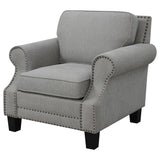 Sillón Sheldon tapizado con brazos enrollados, color gris