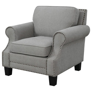 Sillón Sheldon tapizado con brazos enrollados, color gris