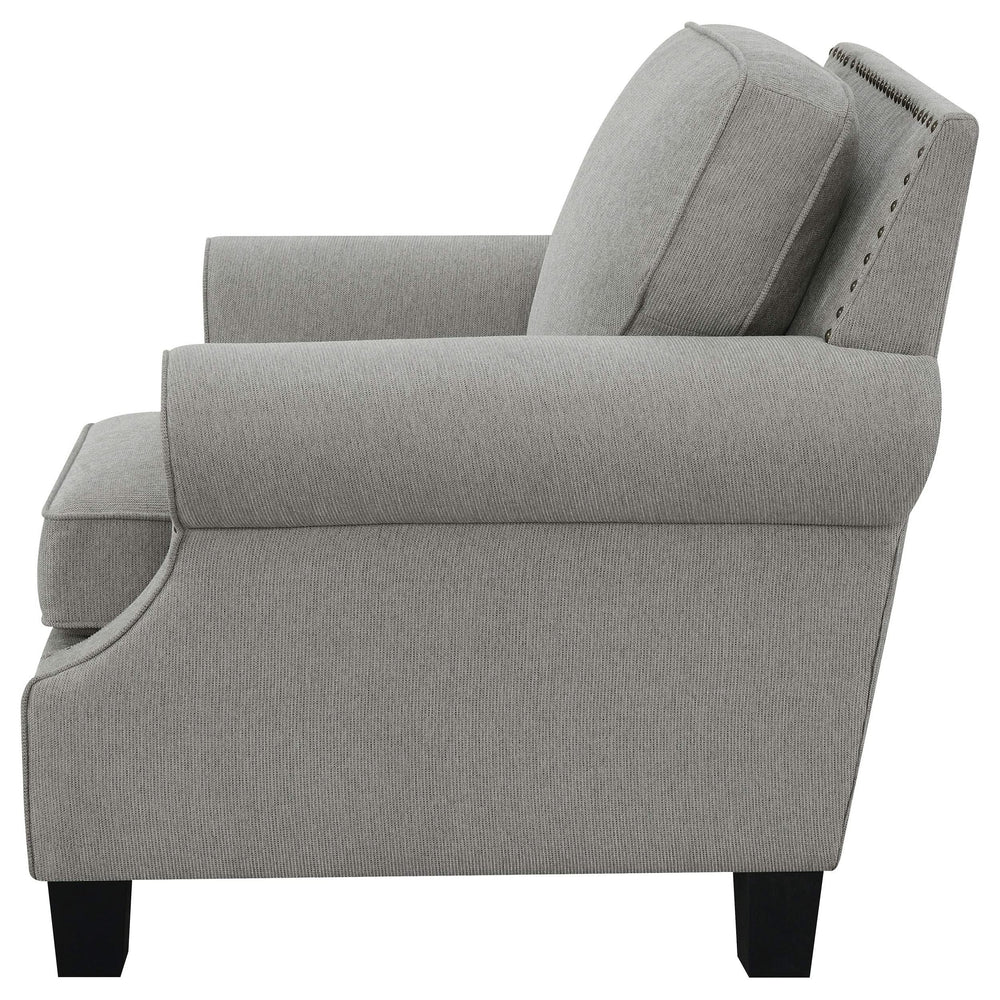 Sillón Sheldon tapizado con brazos enrollados, color gris