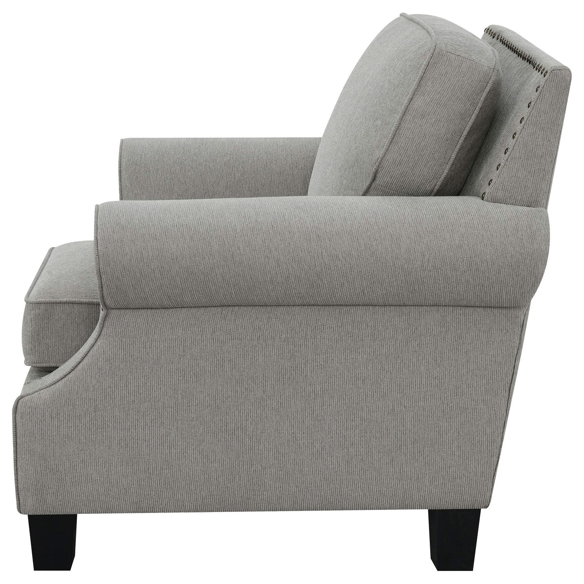 Sillón Sheldon tapizado con brazos enrollados, color gris