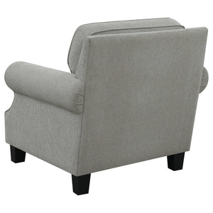 Sillón Sheldon tapizado con brazos enrollados, color gris