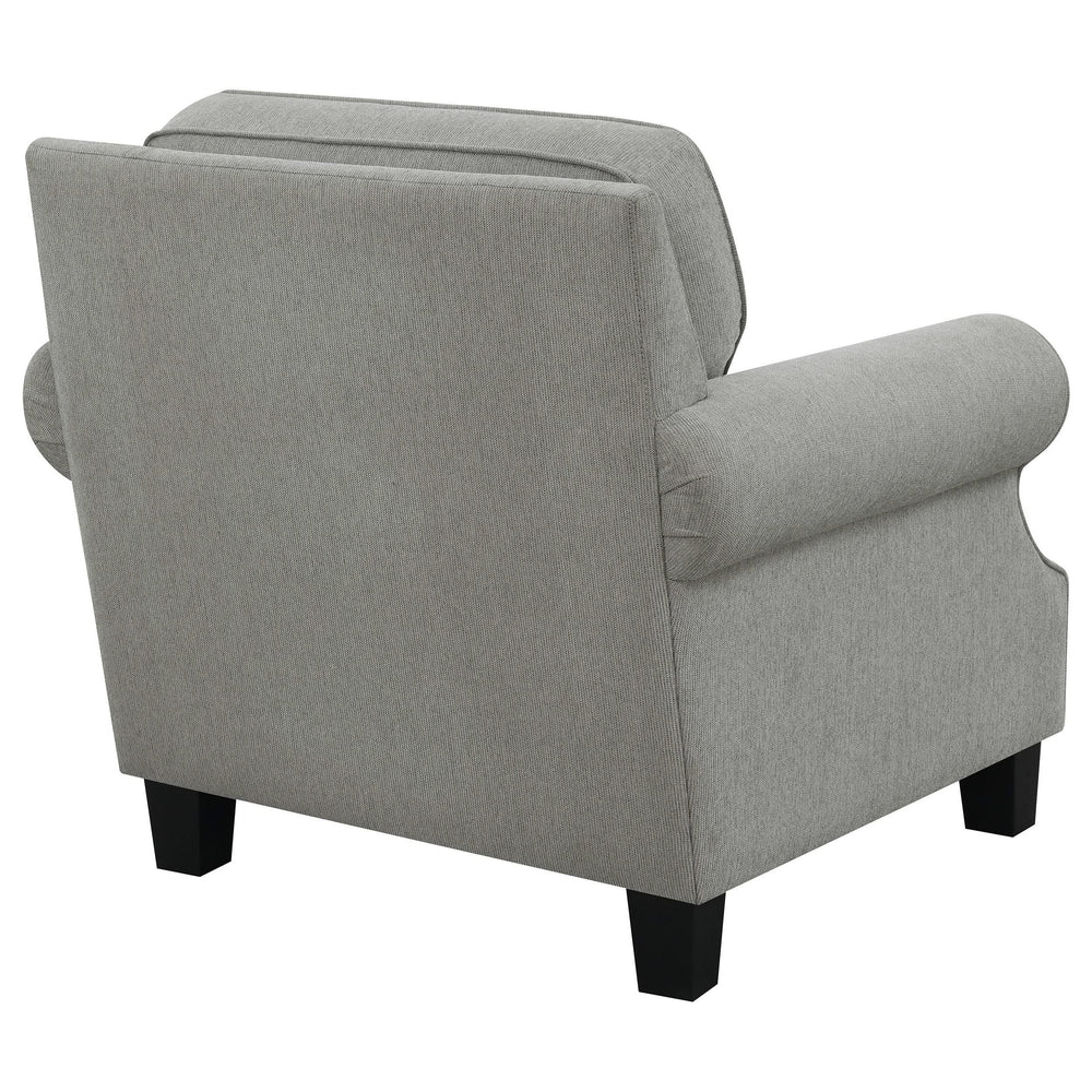 Sillón Sheldon tapizado con brazos enrollados, color gris