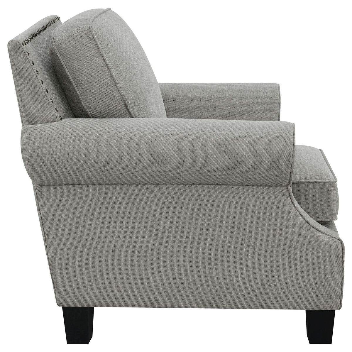 Sillón Sheldon tapizado con brazos enrollados, color gris