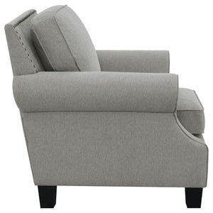Sillón Sheldon tapizado con brazos enrollados, color gris