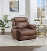 Sillón Ellington tapizado con brazos acolchados, color marrón oscuro
