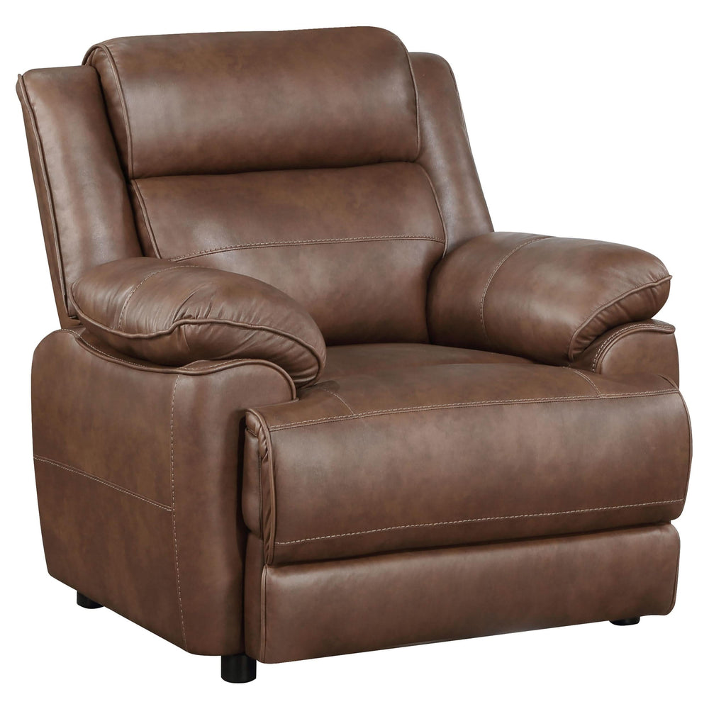 Sillón Ellington tapizado con brazos acolchados, color marrón oscuro