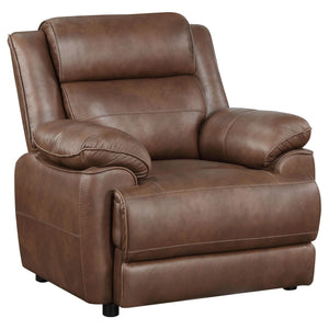 Sillón Ellington tapizado con brazos acolchados, color marrón oscuro