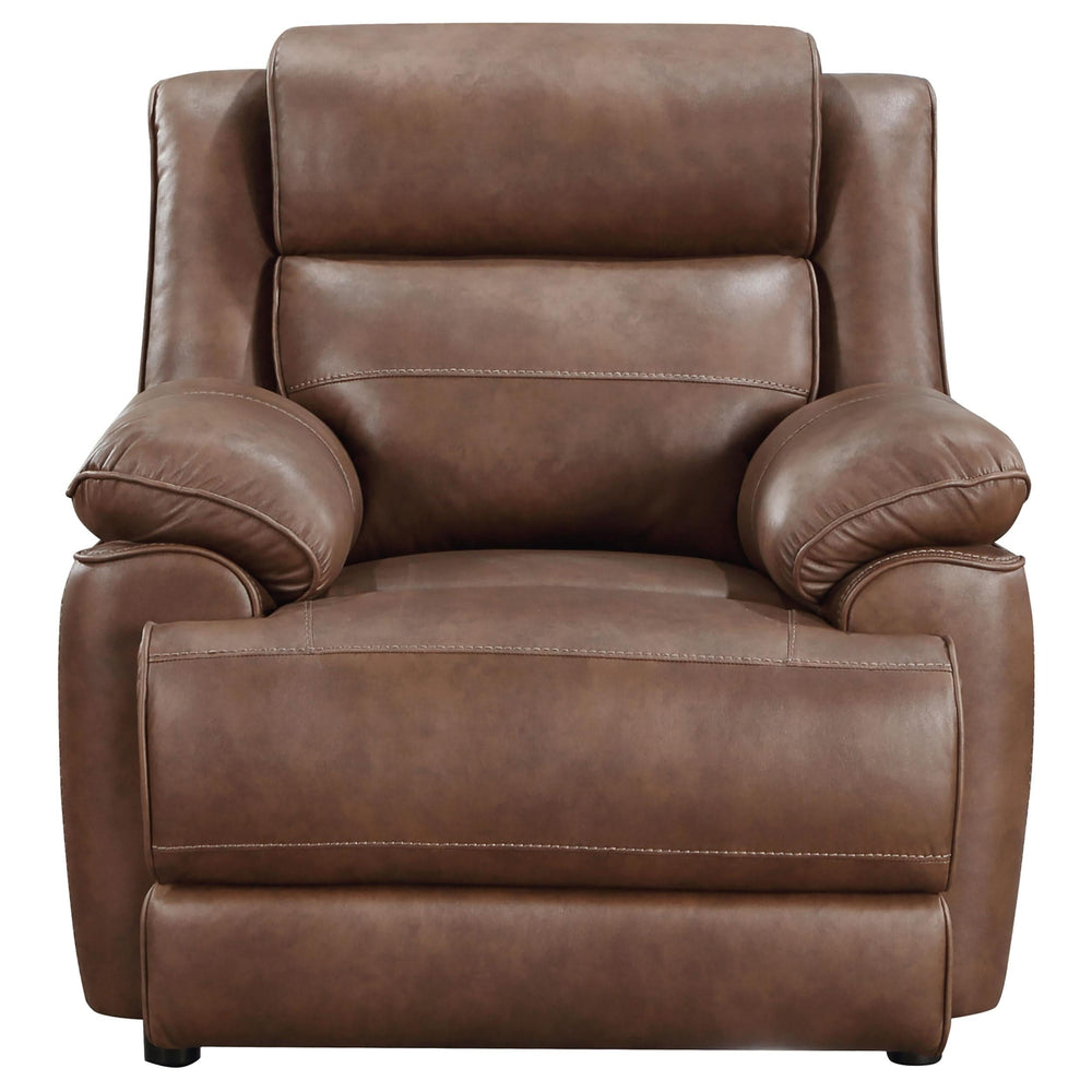 Sillón Ellington tapizado con brazos acolchados, color marrón oscuro