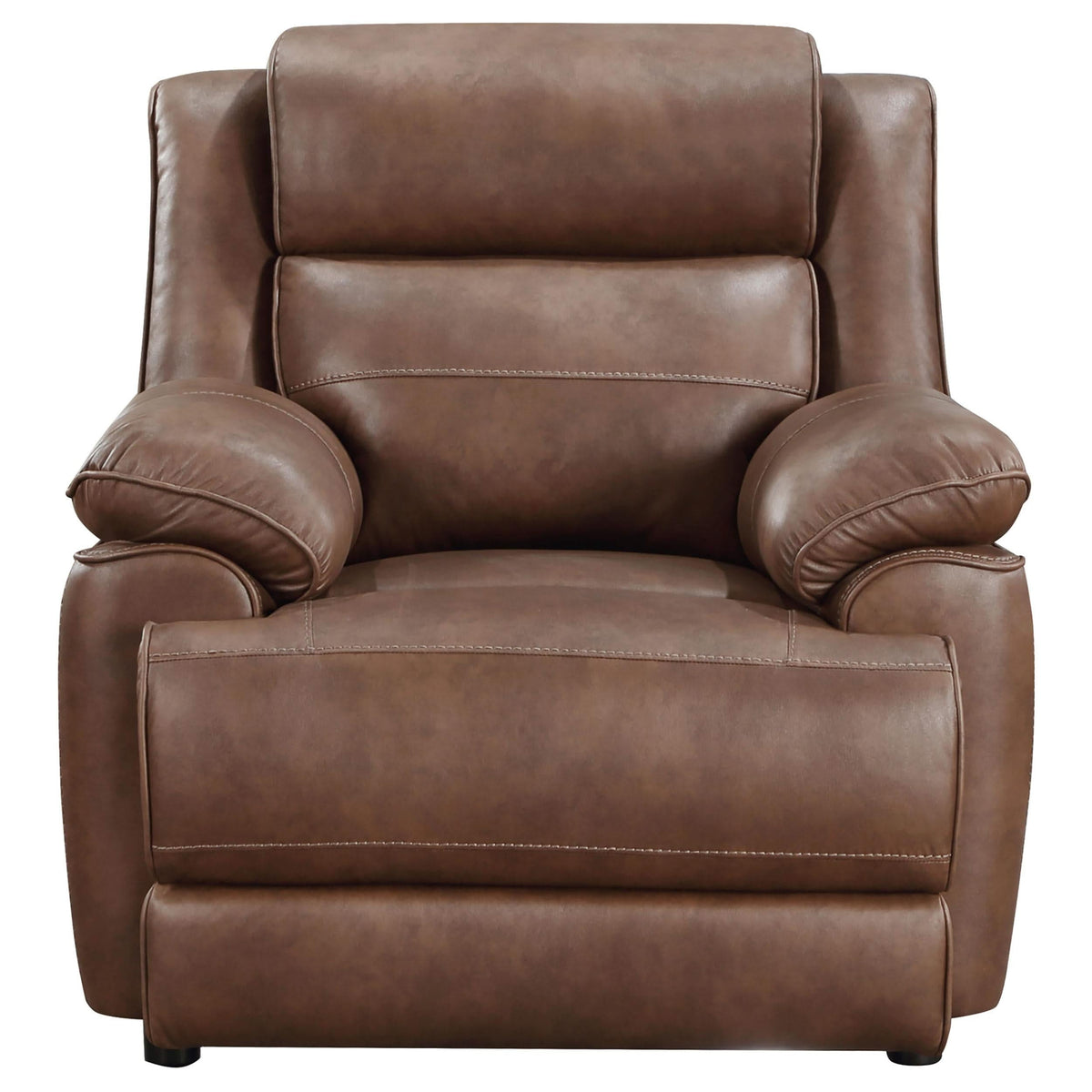Sillón Ellington tapizado con brazos acolchados, color marrón oscuro