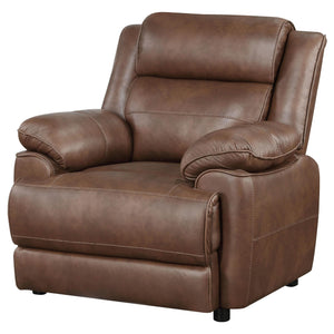 Sillón Ellington tapizado con brazos acolchados, color marrón oscuro