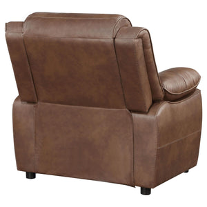 Sillón Ellington tapizado con brazos acolchados, color marrón oscuro