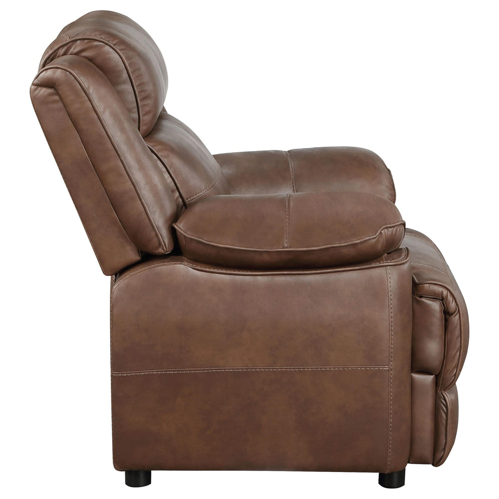 Sillón Ellington tapizado con brazos acolchados, color marrón oscuro