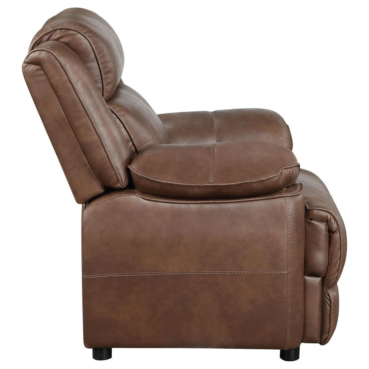 Sillón Ellington tapizado con brazos acolchados, color marrón oscuro