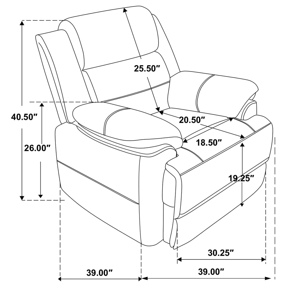 Sillón Ellington tapizado con brazos acolchados, color marrón oscuro