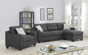 Upholstered Reversible Sectional Sofa and Chair Set Dark Grey