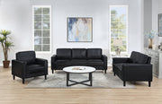Ruth 3-piece Upholstered Track Arm Sofa Set Black