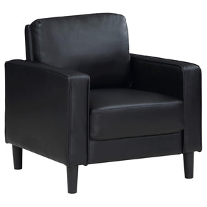 Sillón tapizado Ruth con brazos, color negro