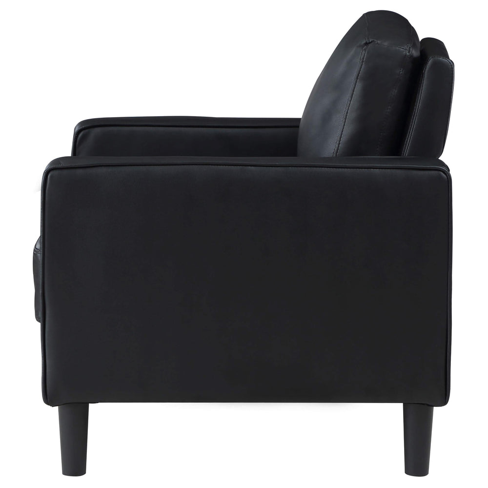 Sillón tapizado Ruth con brazos, color negro