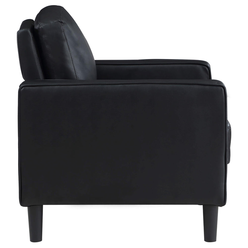 Sillón tapizado Ruth con brazos, color negro