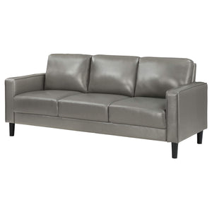 Sofá tapizado Ruth con brazos en gris
