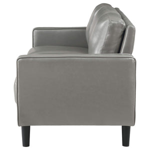 Sofá tapizado Ruth con brazos en gris