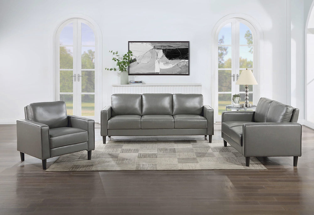 Sillón tapizado Ruth con brazos, color gris