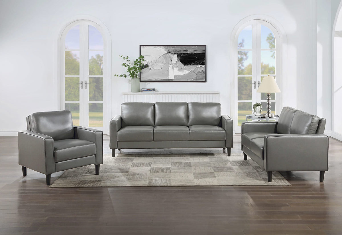 Sillón tapizado Ruth con brazos, color gris