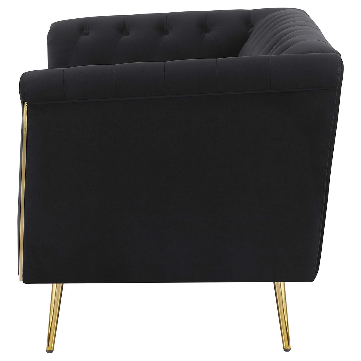 Conjunto de sofá capitoné Holly de 2 piezas con brazos tipo esmoquin tapizados en negro