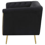 Conjunto de sofá capitoné Holly de 2 piezas con brazos tipo esmoquin tapizados en negro