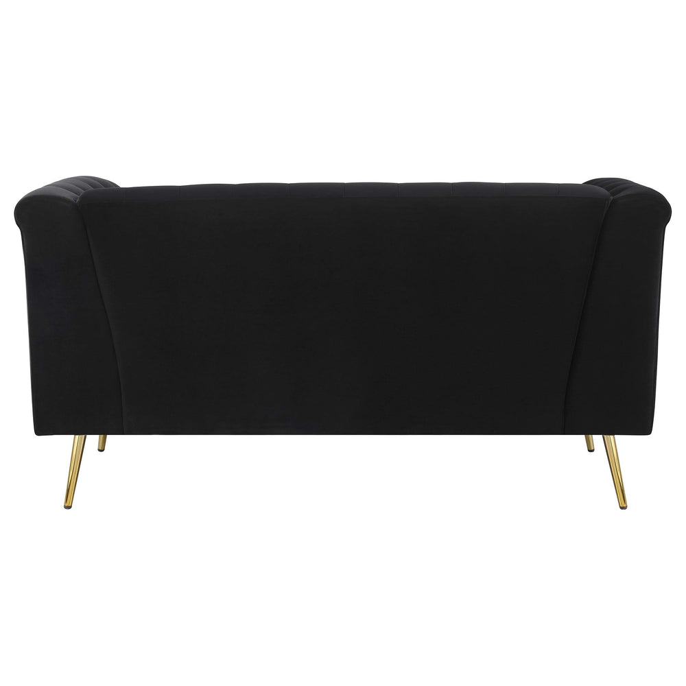 Conjunto de sofá capitoné Holly de 2 piezas con brazos tipo esmoquin tapizados en negro