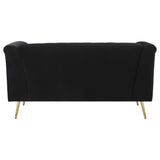 Conjunto de sofá capitoné Holly de 2 piezas con brazos tipo esmoquin tapizados en negro