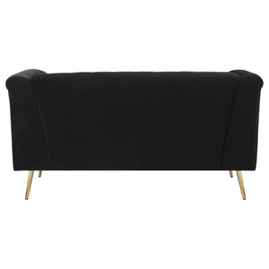 Conjunto de sofá capitoné Holly de 2 piezas con brazos tipo esmoquin tapizados en negro