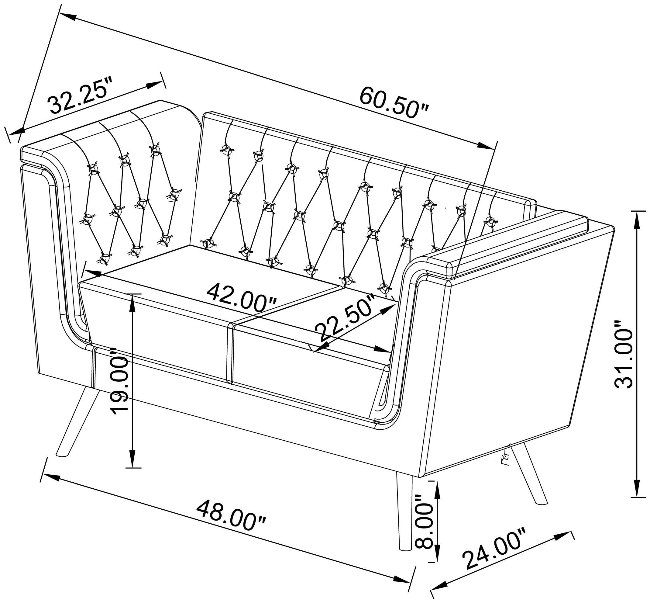 Holly 2-piece Upholstered Tuxedo Arm Tufted Sofa Set Black