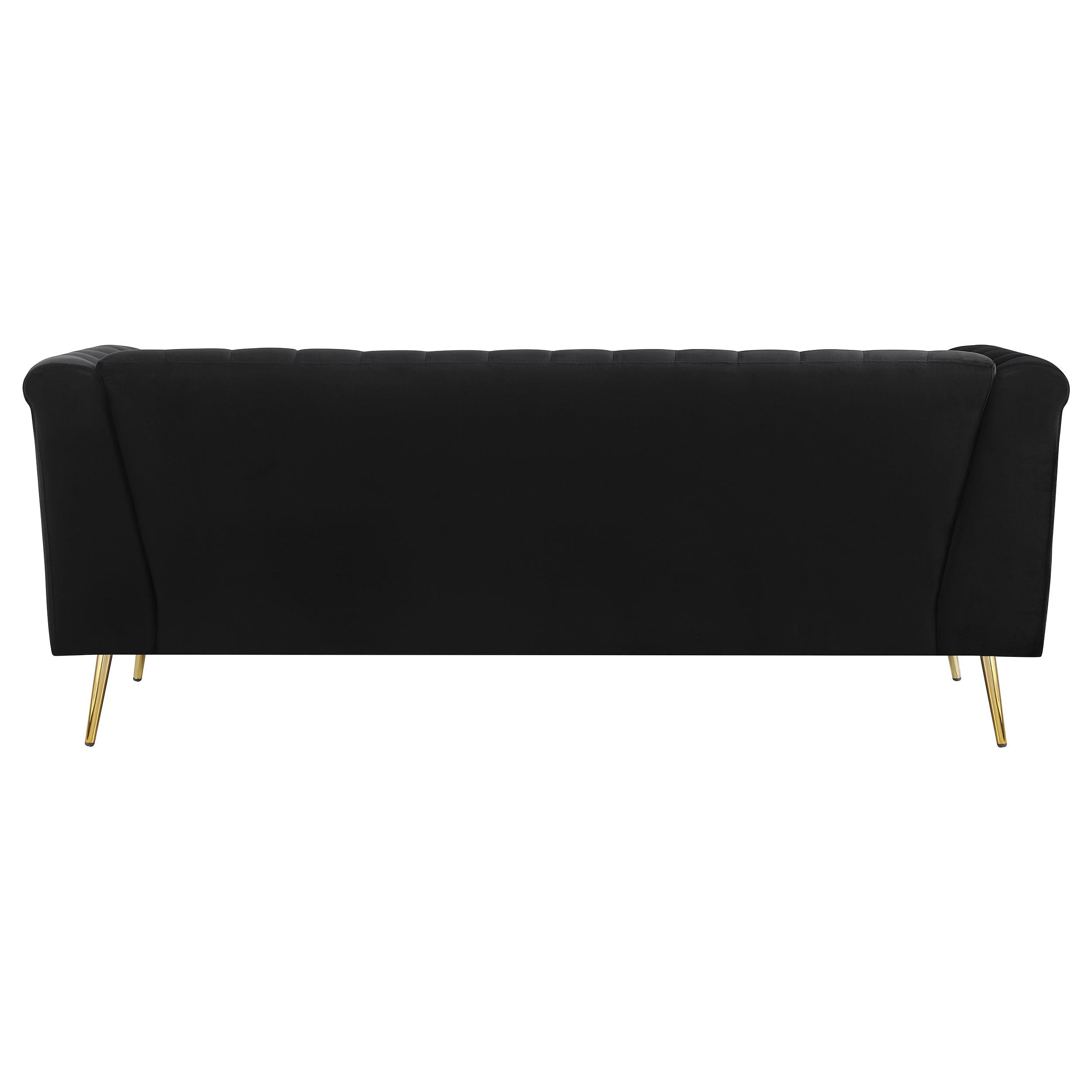 Holly 3-piece Upholstered Tuxedo Arm Tufted Sofa Set Black