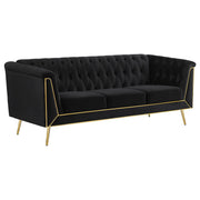 Holly Upholstered Tuxedo Arm Tufted Sofa Black