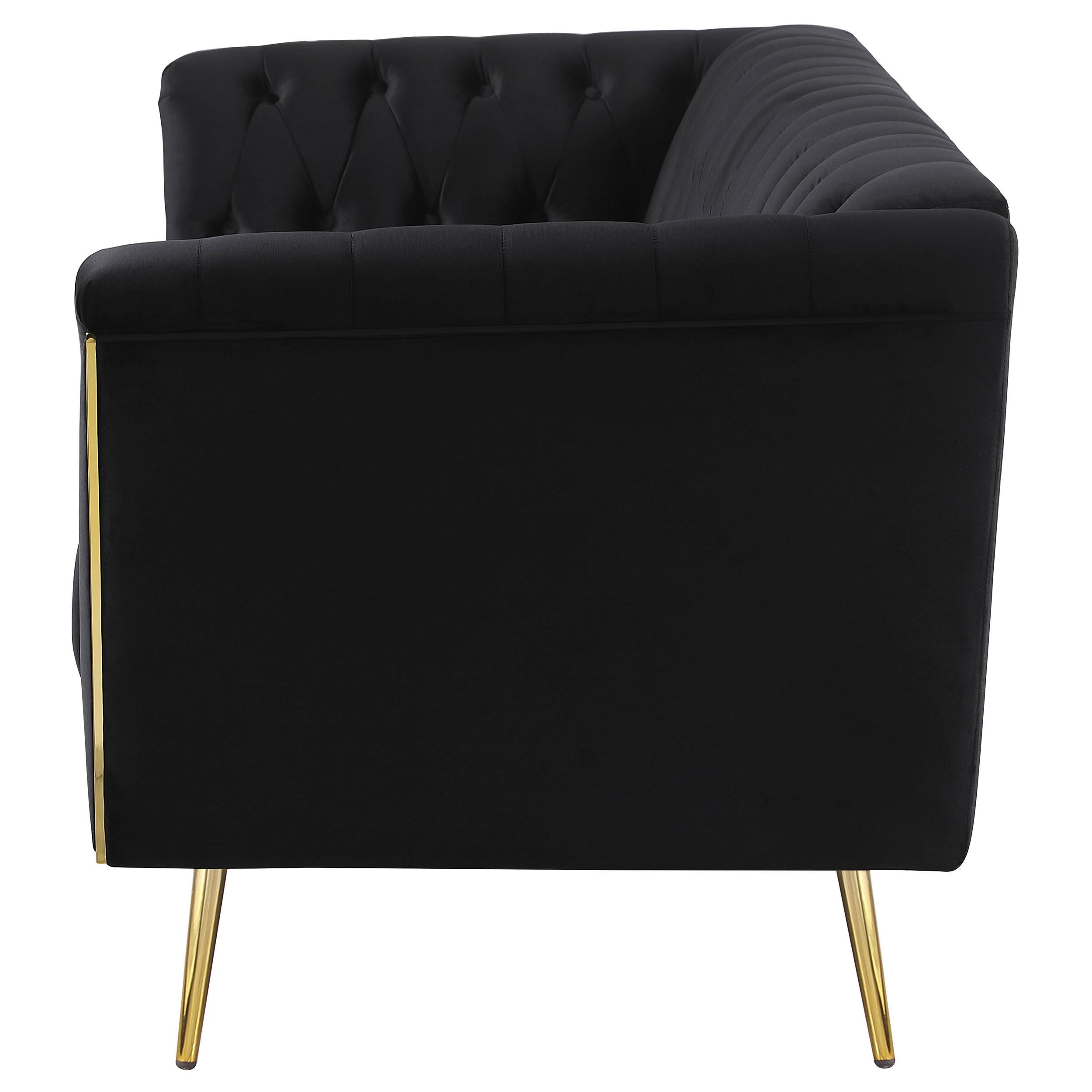 Holly Upholstered Tuxedo Arm Tufted Sofa Black