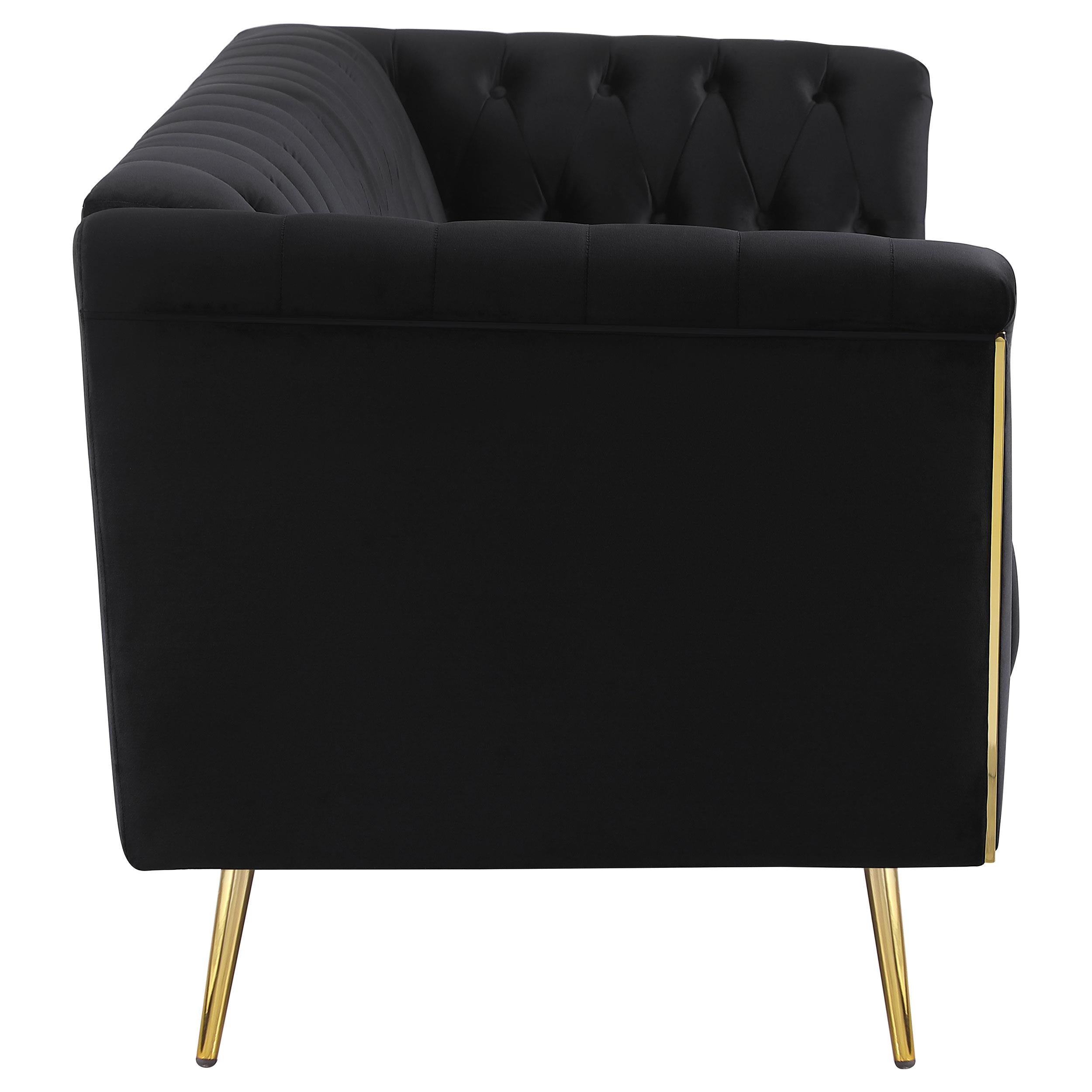 Holly Upholstered Tuxedo Arm Tufted Sofa Black